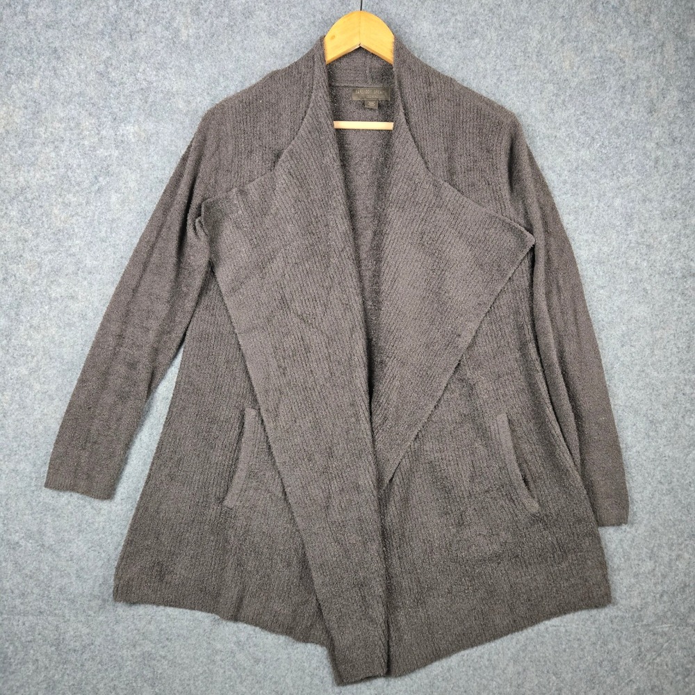 Barefoot Dreams CozyChic Lite Cardigan Womens Petite S/M Brown Draped Open Front